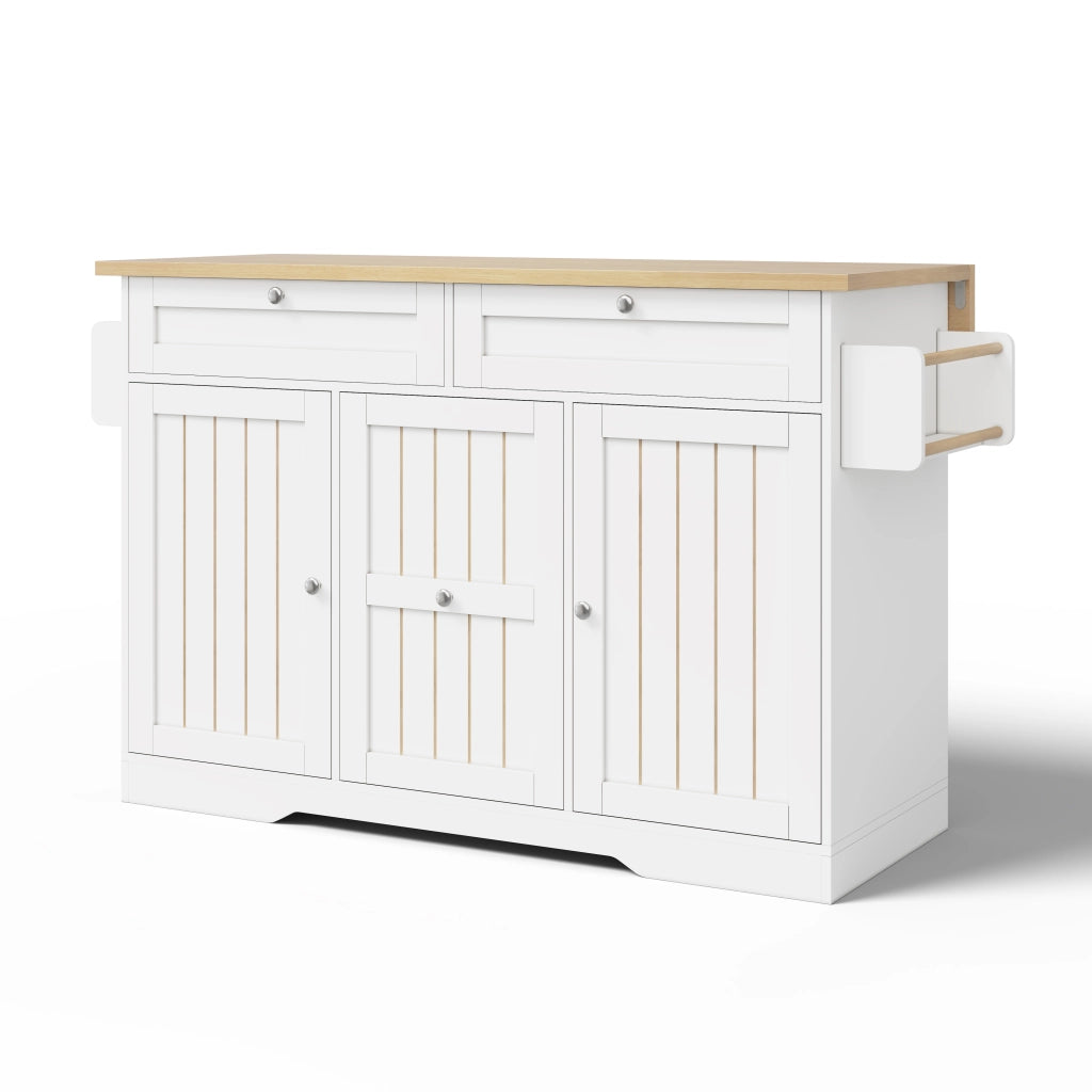 Isola cucina mobile con piano richiudibile, cassetti verticali e ruote bloccabili, 120 x 45(70) x 92 cm
