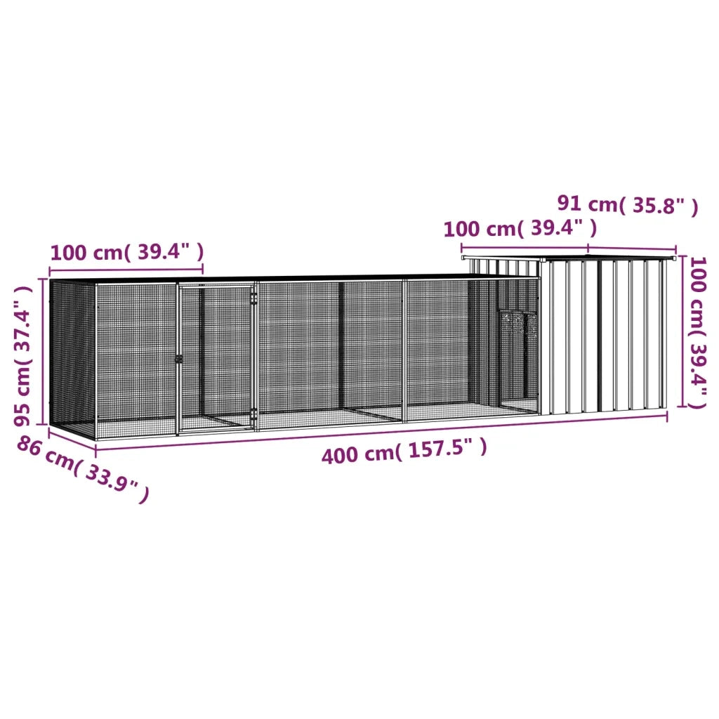 Gabbia per Polli Grigia 400x91x100 cm Acciaio Zincato CFW5055602