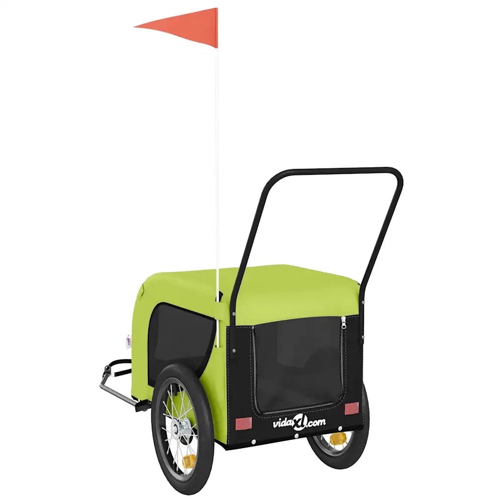 Rimorchio da Bici per Animali Verde e Nero Oxford e Ferro 94025