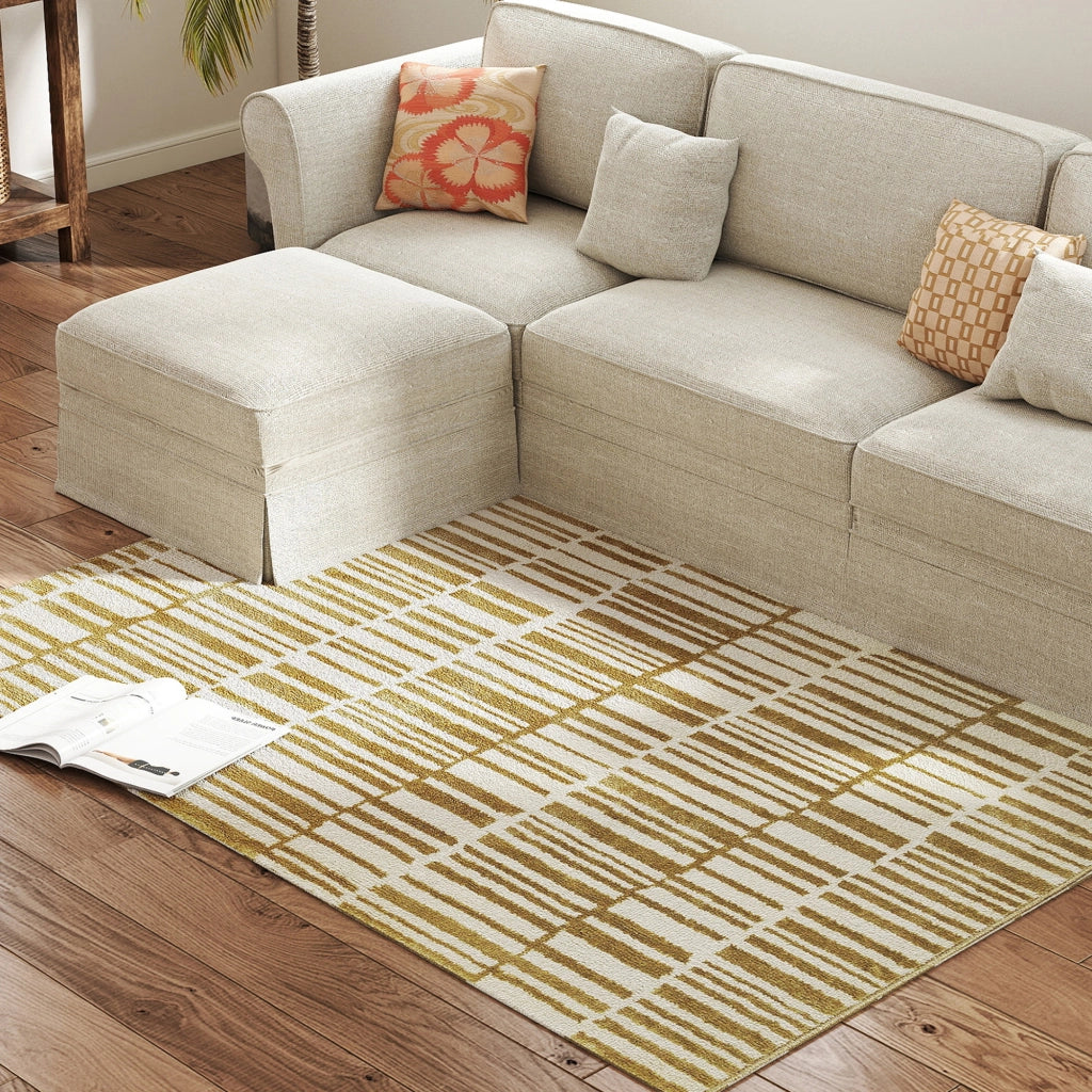 Tappeto Moderno Pelo Corto Lavabile ¨C zephmum ¨C 170x120 cm Crema