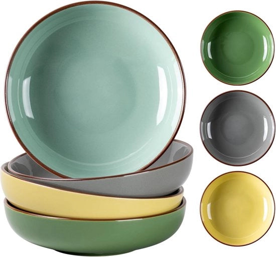 Set di 4 contenitori per zuppa in ceramica, 740 ml, a colori multipli