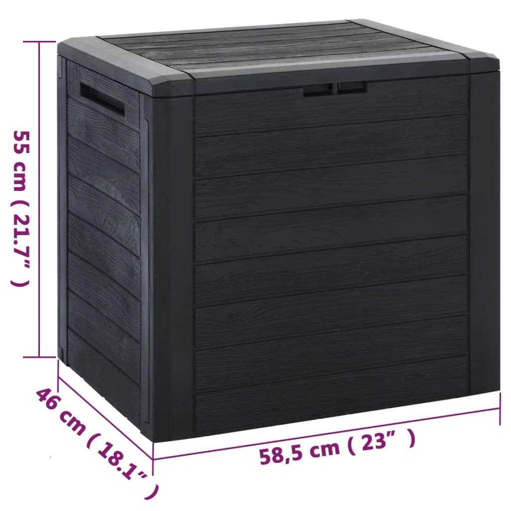 Cassetta portaoggetti da giardino color antracite 58,5 x 46 x 55 cm polipropilene 02_0013142