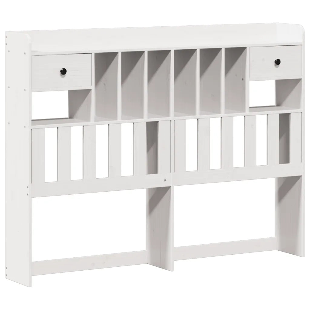 Letto Libreria senza Materasso-Struttura Letto con contenitore Bianco 160x200 cm Legno di Pino 818292