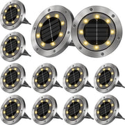 Illuminazione esterna a energia solare - 8 Lampadine LED a energia solare - Esterno - Lampada da terra - IP65 Impermeabile - Spots da terra - Adatto per giardini