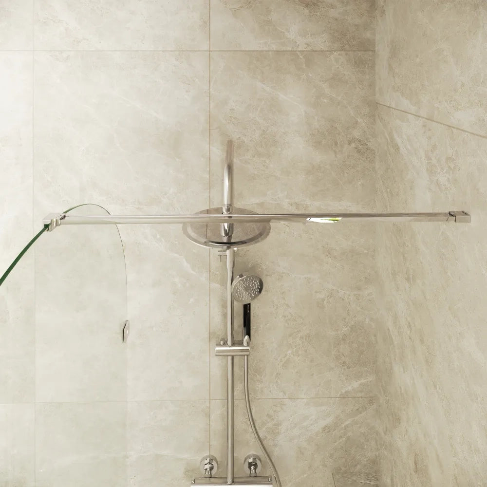 Doccia walk-in arco 120cm con cerniere cromate vetro trasparente 8mm easy clean h200| Nusa