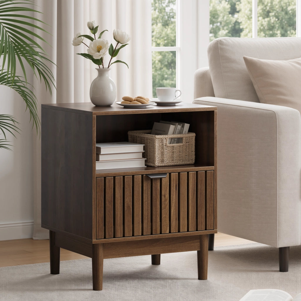 Comodino con Cassetto ¨C MINIMAL ¨C Noce, 45x39x56,5 cm