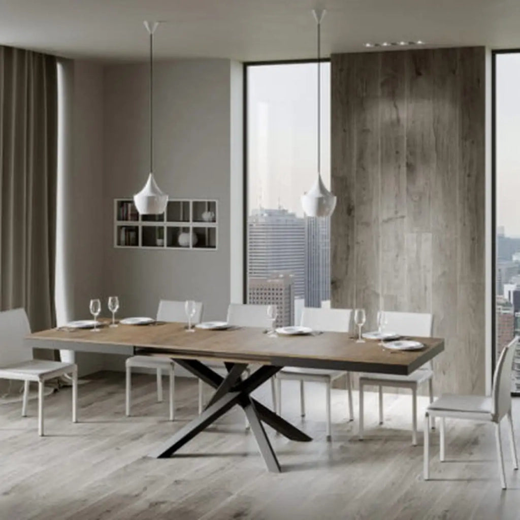Tavolo allungabile 180/440x90 cm Volantis Evolution colore noce telaio e gambe antracite