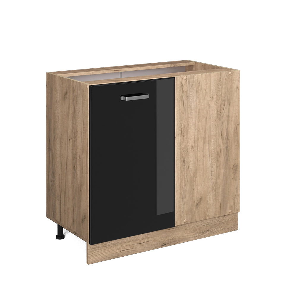 Vicco Mobile ad angolo cucina Nero lucido 86 cm senza piano di lavoro