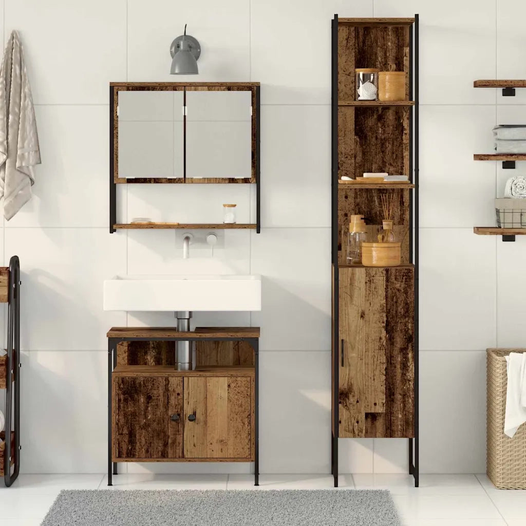 Set di mobili per il bagno con lo scaffale 3 pcs Legno vecchio 3332575