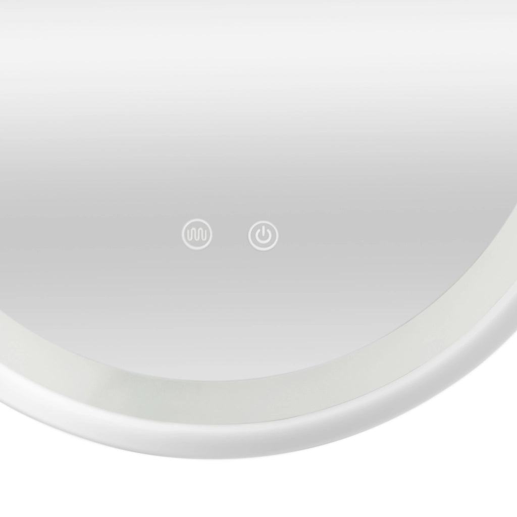 Specchio LED da Parete Maratea Multifunzionale Ø80 cm Cornice Argentata pro.tec