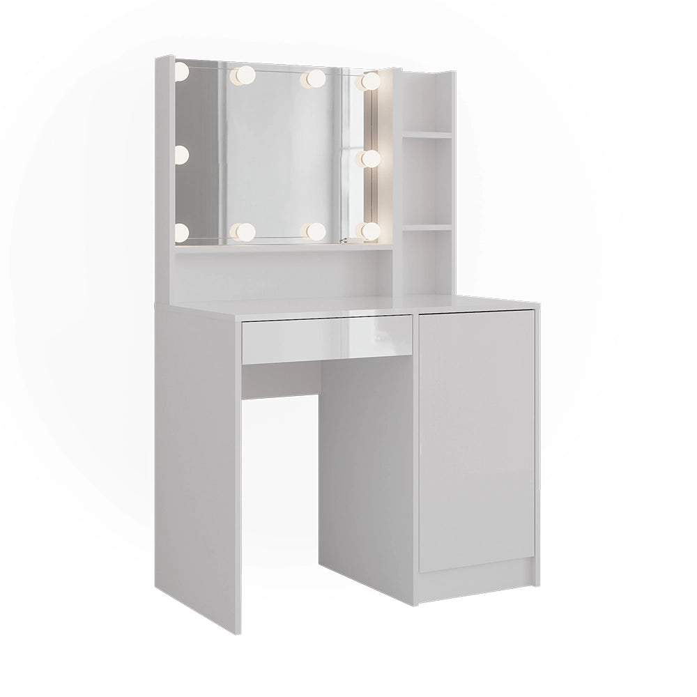 Vicco Tavolo da toeletta Bianco/bianco lucido 89.8 cm 4 parti