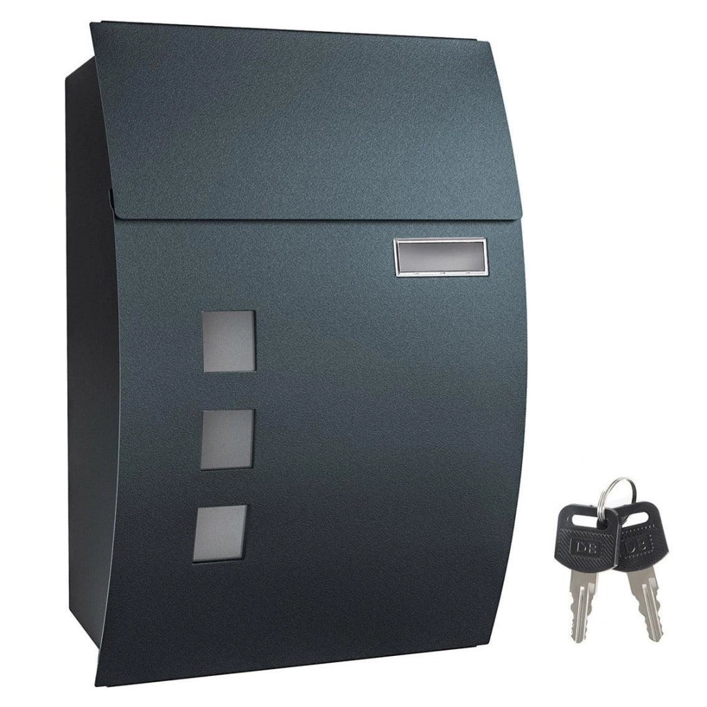 Cassetta postale da parete con finestrelle targhetta identificativa 2 chiavi facile da installare grigio antracite 12_0001643