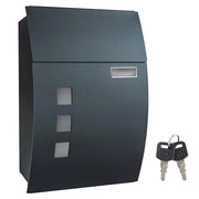 Cassetta postale da parete con finestrelle targhetta identificativa 2 chiavi facile da installare grigio antracite 12_0001643