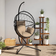 Sedia a Uovo Sospesa con Supporto Tortora Polyrattan e Acciaio 4007403