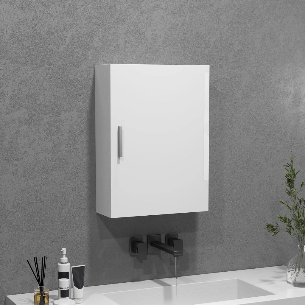 Armadietto Bagno Parete Legno Bianco con Ripiani Vetro Regolabili ¨C Zephmum ¨C 40x15x55 cm