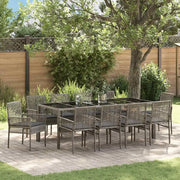 Set da Pranzo per Giardino 11 pcs Grigio polyrattan 3334878