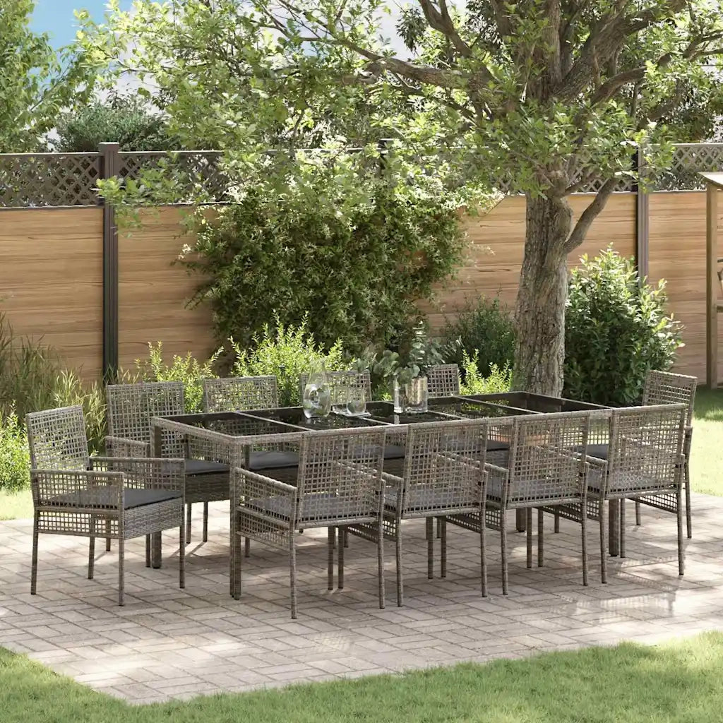 Set da Pranzo per Giardino 11 pcs Grigio polyrattan 3334878