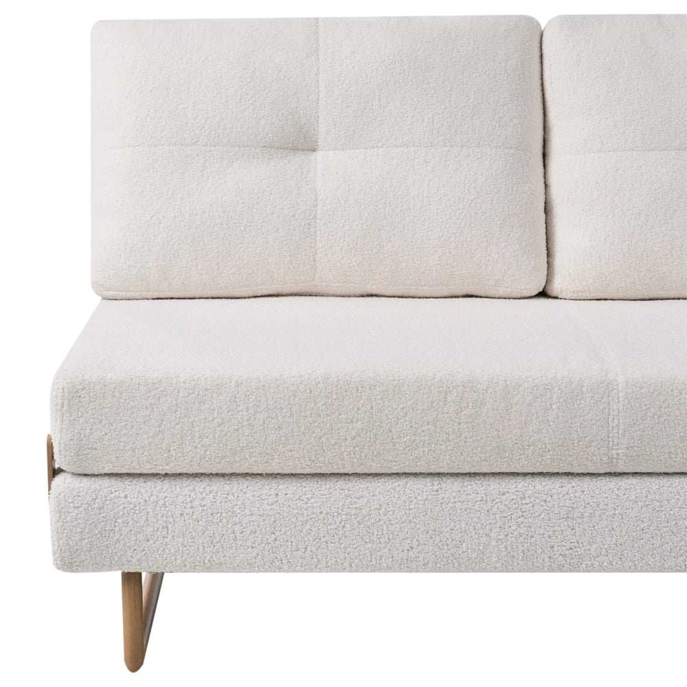 Divano letto a 3 posti Boucle bianco sporco per divano 3 persone Funzione letto pieghevole