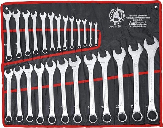 Set di chiavi a stella - 25 pezzi - 6-32 mm - Set di chiavi a stella professionale - Acciaio resistente al chiodo in acciaio cr-mo - Ideale per auto - officina e fai da te