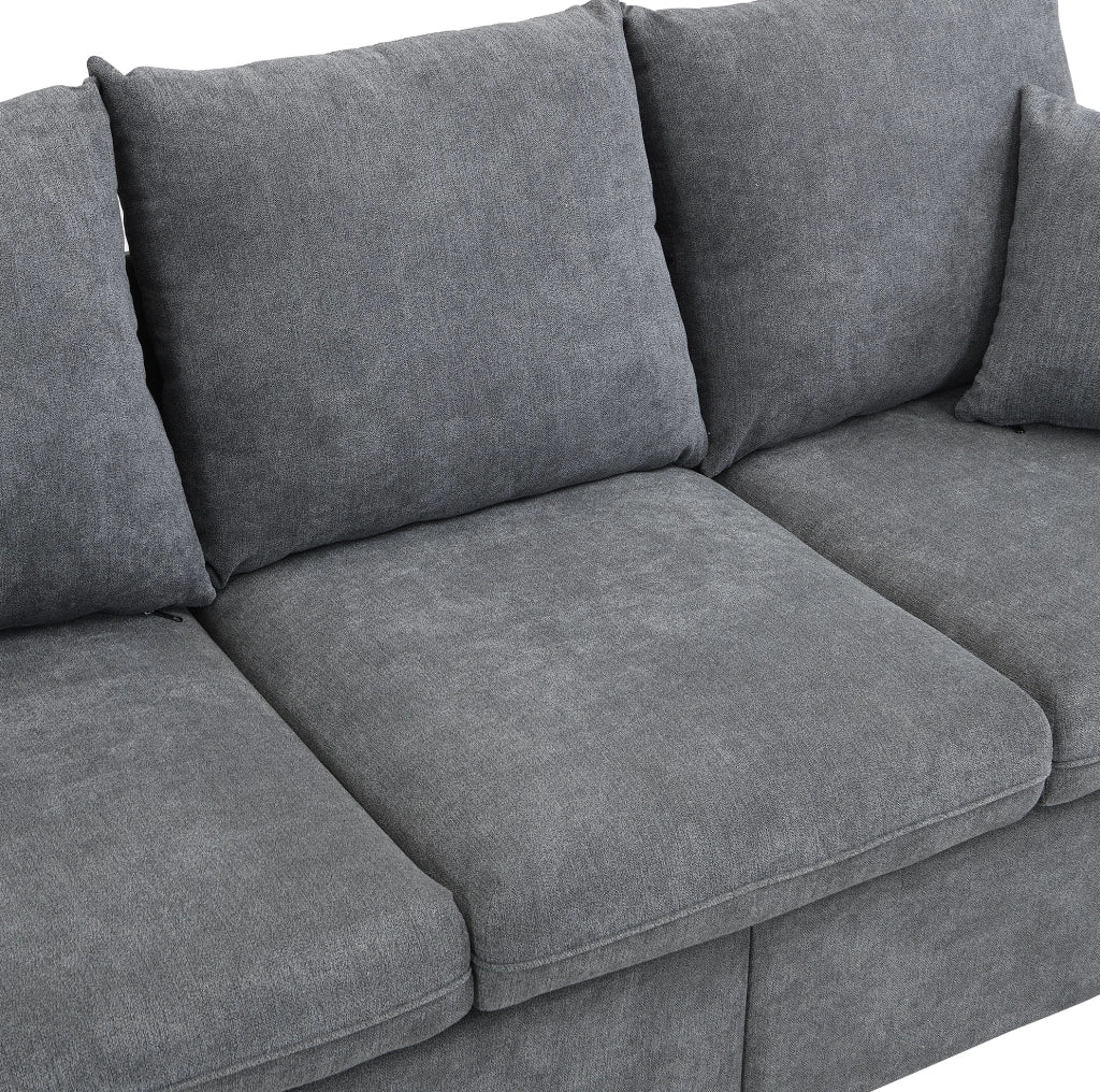 Divano angolare con 2 pouf contenitore; funzione letto; schiuma; grigio scuro
