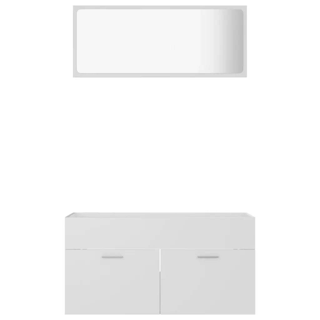 Set Mobili da Bagno 2 pz Bianco in Legno Multistrato 804800