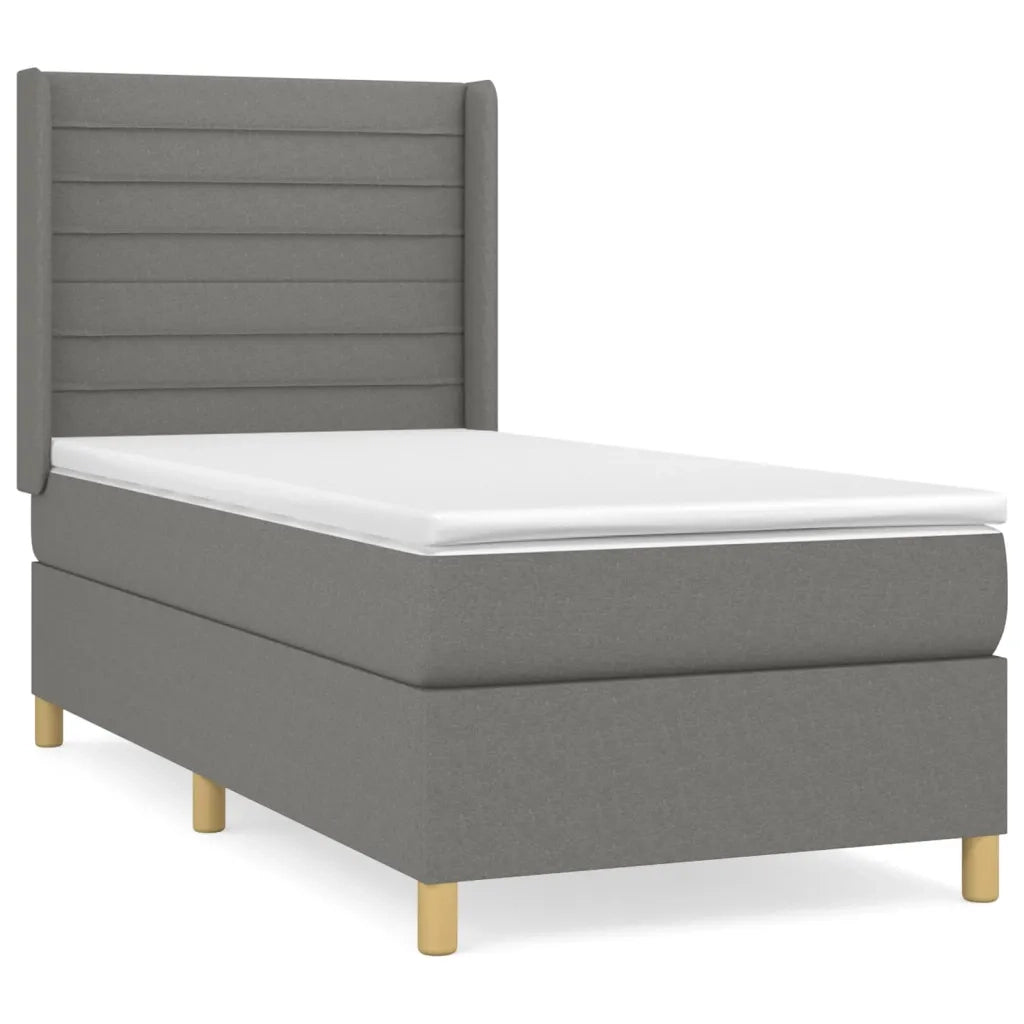 Giroletto a Molle con Materasso Grigio Scuro 100x200 cm Tessuto 3132050