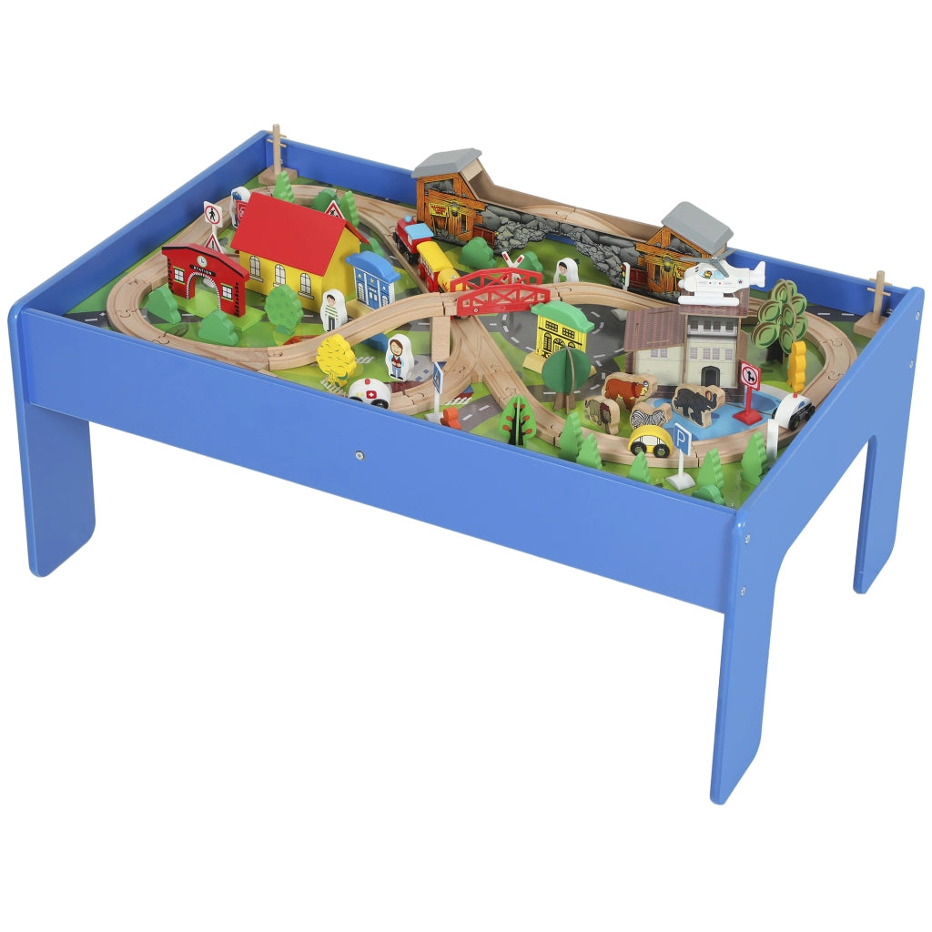 Tavolo da gioco bambini ¨C zephmum ¨C blu, legno, 98x60,5x40 cm