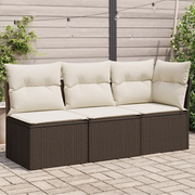 Divano da Giardino a 3 Posti con Cuscini-Sofa da Giardino-Divano da esterno in Polyrattan Marrone</em>