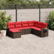 Set Divani da Giardino 7 pz con Cuscini Marrone in Polyrattan 3220503