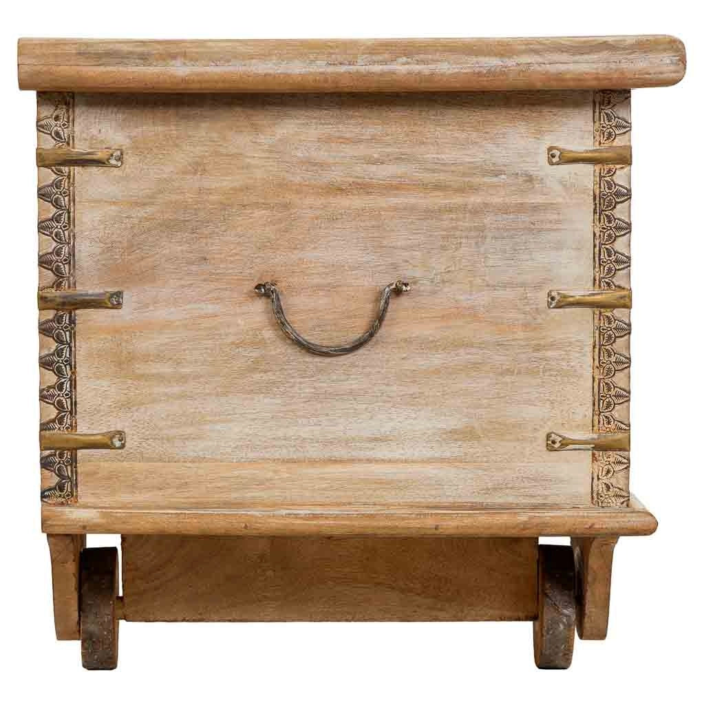 Baule in legno beige fatto a mano 150x45x46h cm