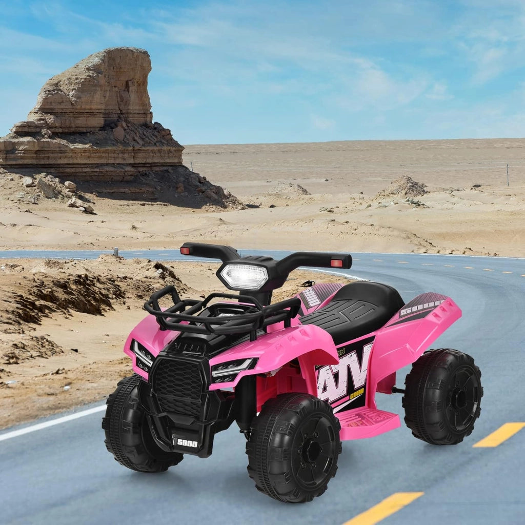 Quad Elettrico per Bambini, Auto Elettrica Cavalcabile con luce LED Musica e Box Anteriore, Mini Quad Regalo per Bambini 18-36 Mesi (Rosa)