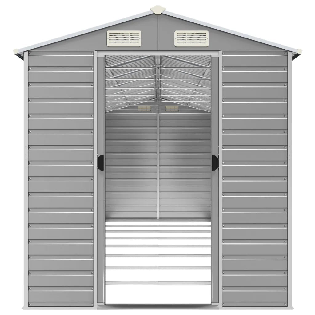 Casetta da giardino grigio chiaro 191x725x198 cm in acciaio zincato 3188249
