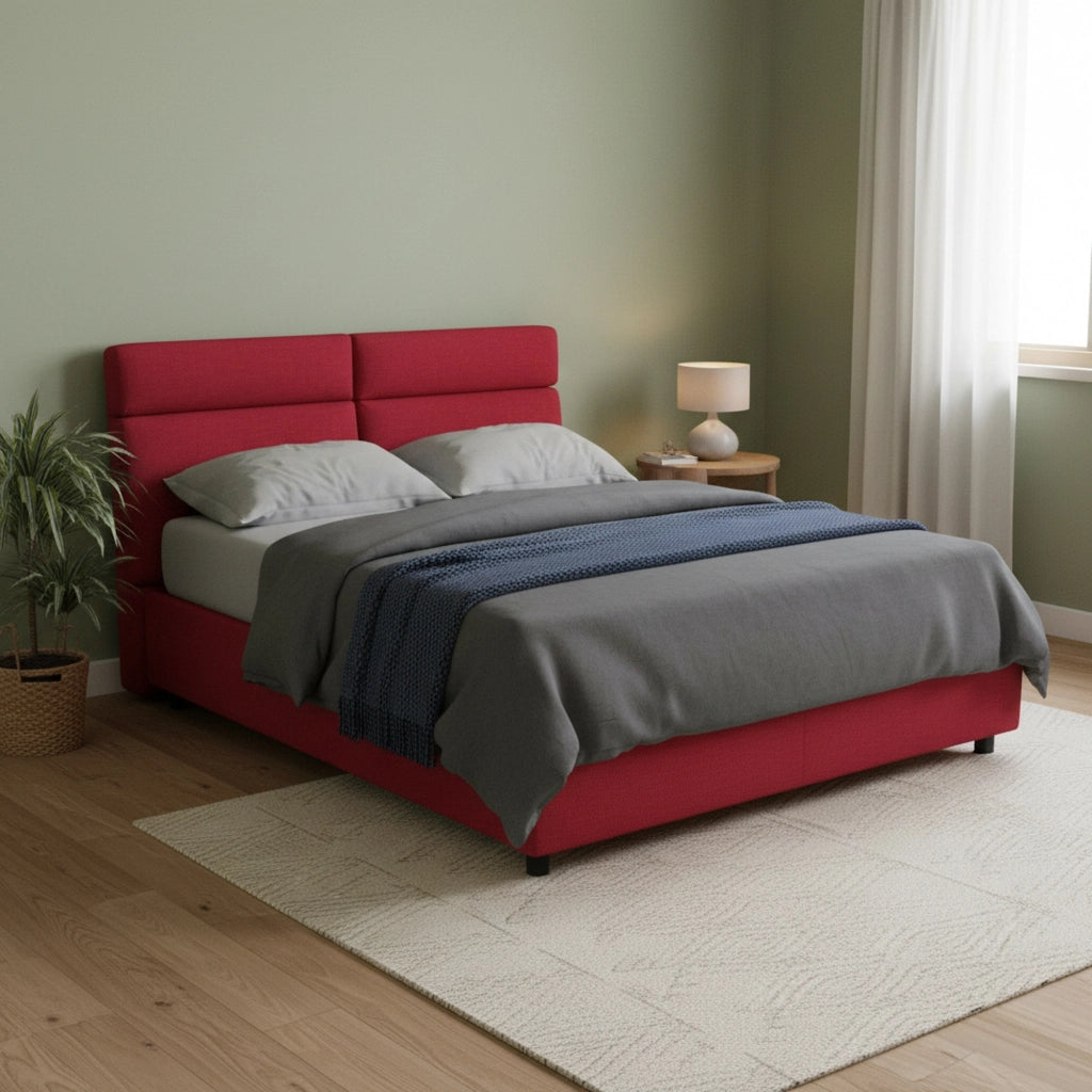 Letto Matrimoniale Annus, Letto Matrimoniale Materasso Incluso Made in Italy, Rosso