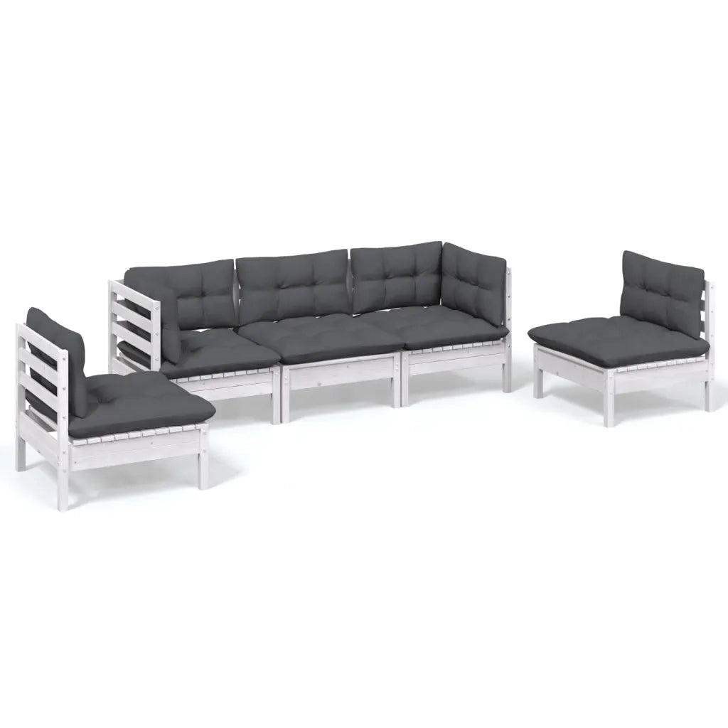 Set Salotto da Giardino 5pz con Cuscini Legno Massello di Pino 3096185