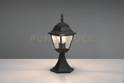 LIVENZA PALO SEGNAVIALI DA ESTERNO 4 LATI FUSIONE DI ALLUMINIO NERA E VETRO TRASPARENTE H. 36,5CM IP44 1 LUCE ATTACCO E27