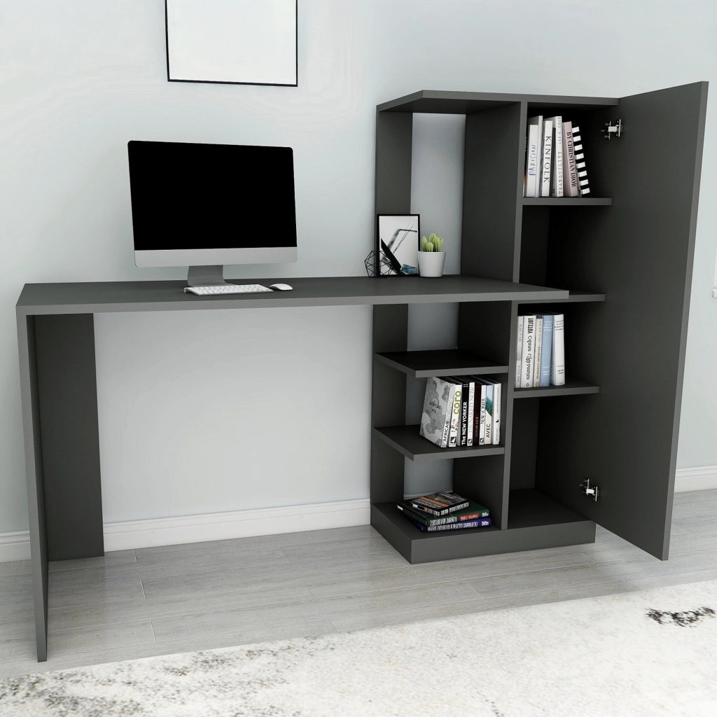 Donnas, Scrivania 6 Ripiani, 120x55x74h cm Nero Antracite