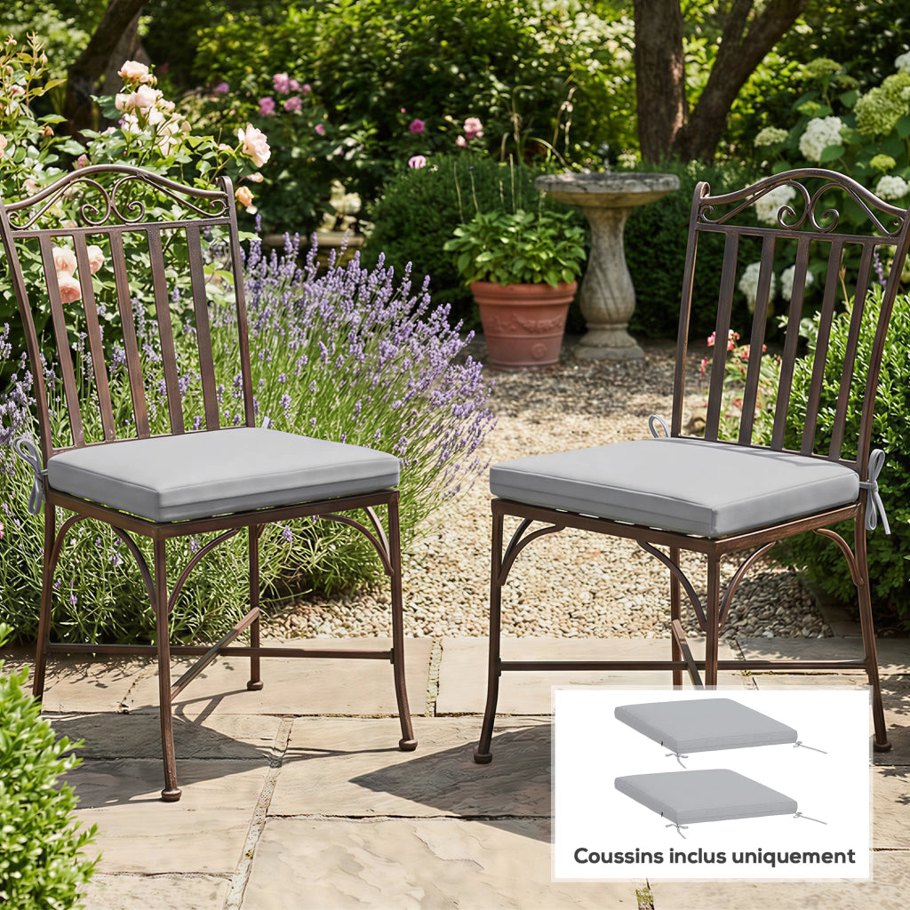 Set 2 Cuscini Sedia Giardino ¨C zephmum ¨C Grigio 50x50 cm