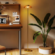 Lampada da terra LED per soggiorno 3000K con interruttore a pedale, finitura antique brass