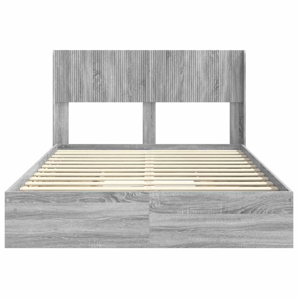 Struttura del letto con stoccaggio e testata-Giroletto con contenitore Sonoma grigio 694861