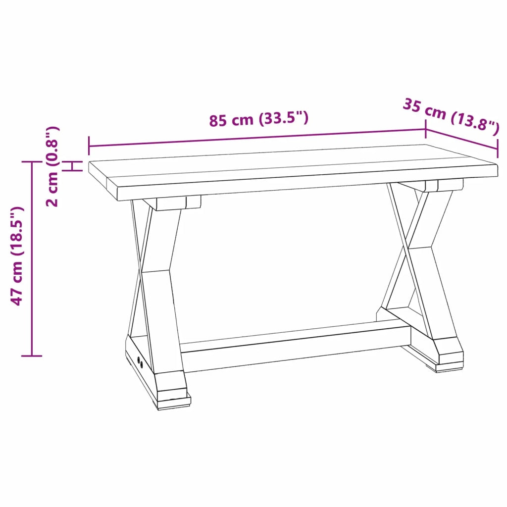 panchina Naturale 85 x 35 x 46 cm Legno massello di recupero