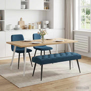 Panchina con bottoni imbottiti Blu 110 x 40 x 46 cm Velluto 42038580