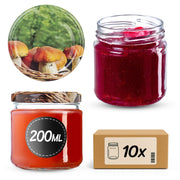 Barattoli per conserve KADAX Lerma 200 ml 10 pezzi 66 mm + coperchi "Funghi in un cestino"