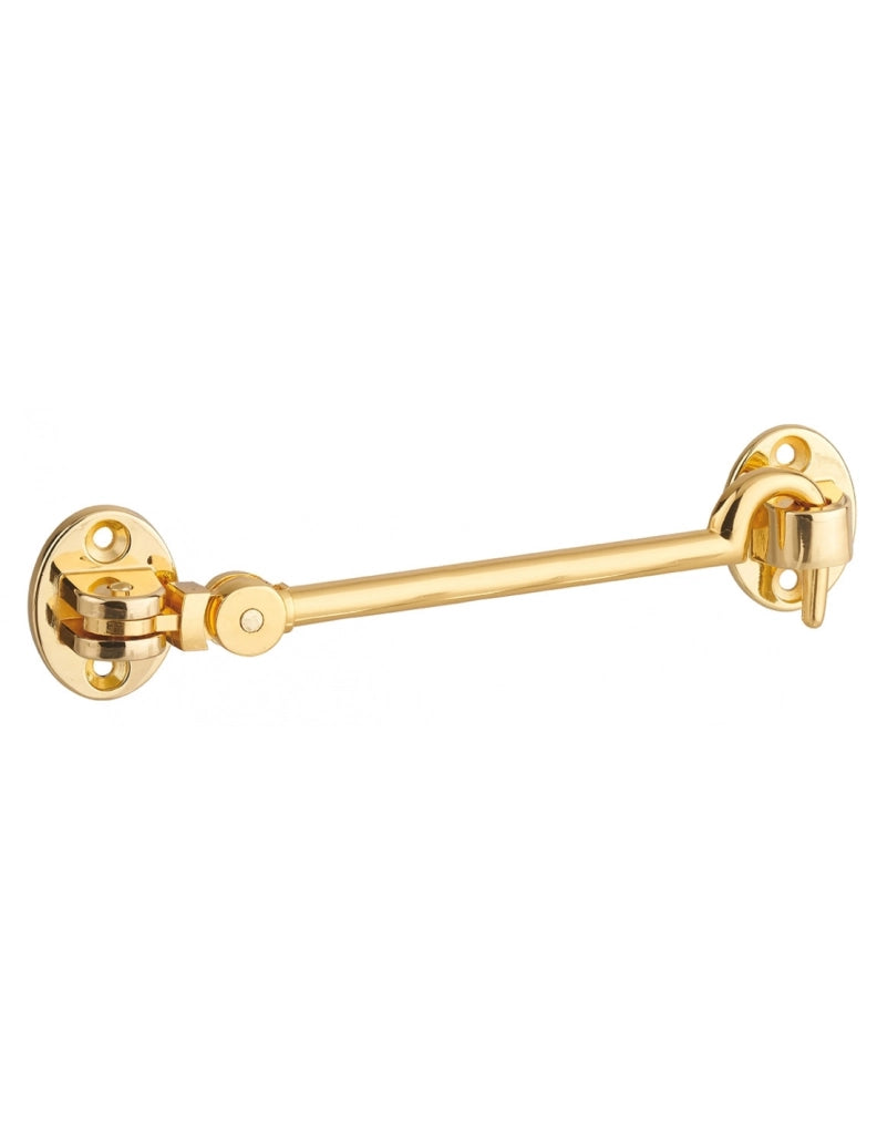 Gancio orientabile con occhiello, placcato ottone 15cm, ferma porta, finestra, bagno - THIRARD