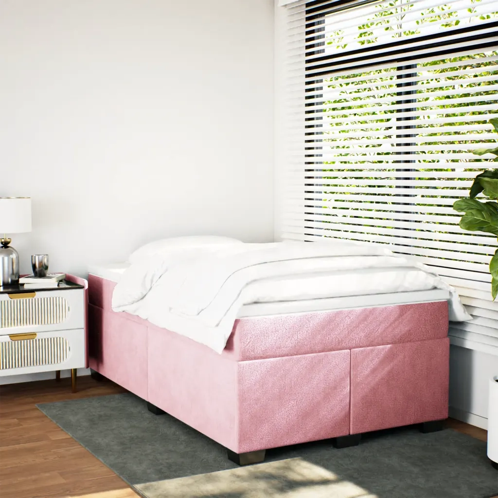 Giroletto a Molle con Materasso Rosa 120x190 cm in Velluto