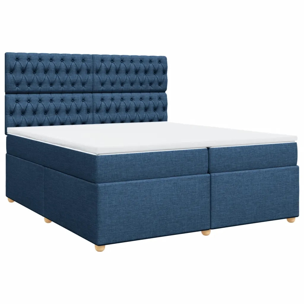 vidaXL Giroletto a Molle con Materasso Blu 200x200 cm in Tessuto