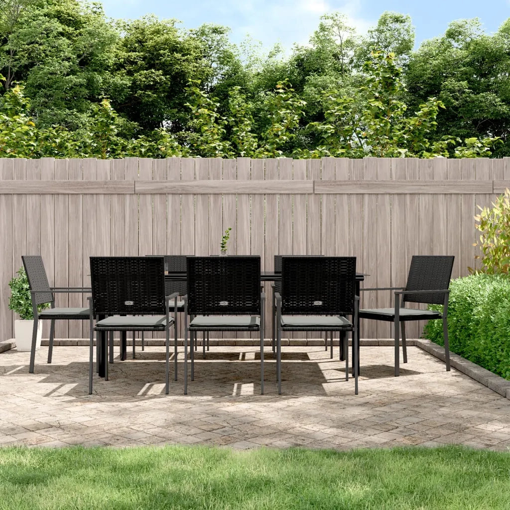 Set Pranzo da Giardino 9 pz con Cuscini in Polyrattan e Acciaio 3187030