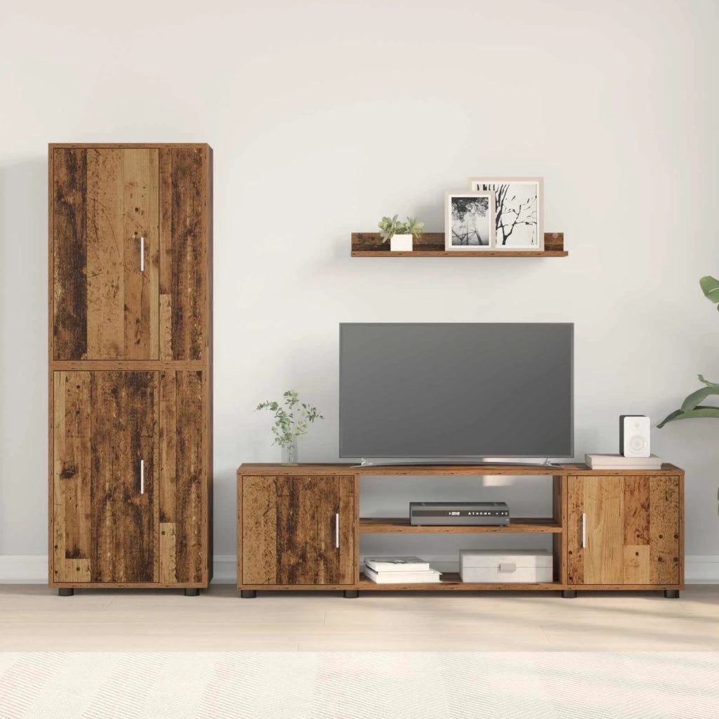 Set mobile TV 4 pz | Armadietto TV | Mobile Porta TV Legno vecchio Legno multistrato
