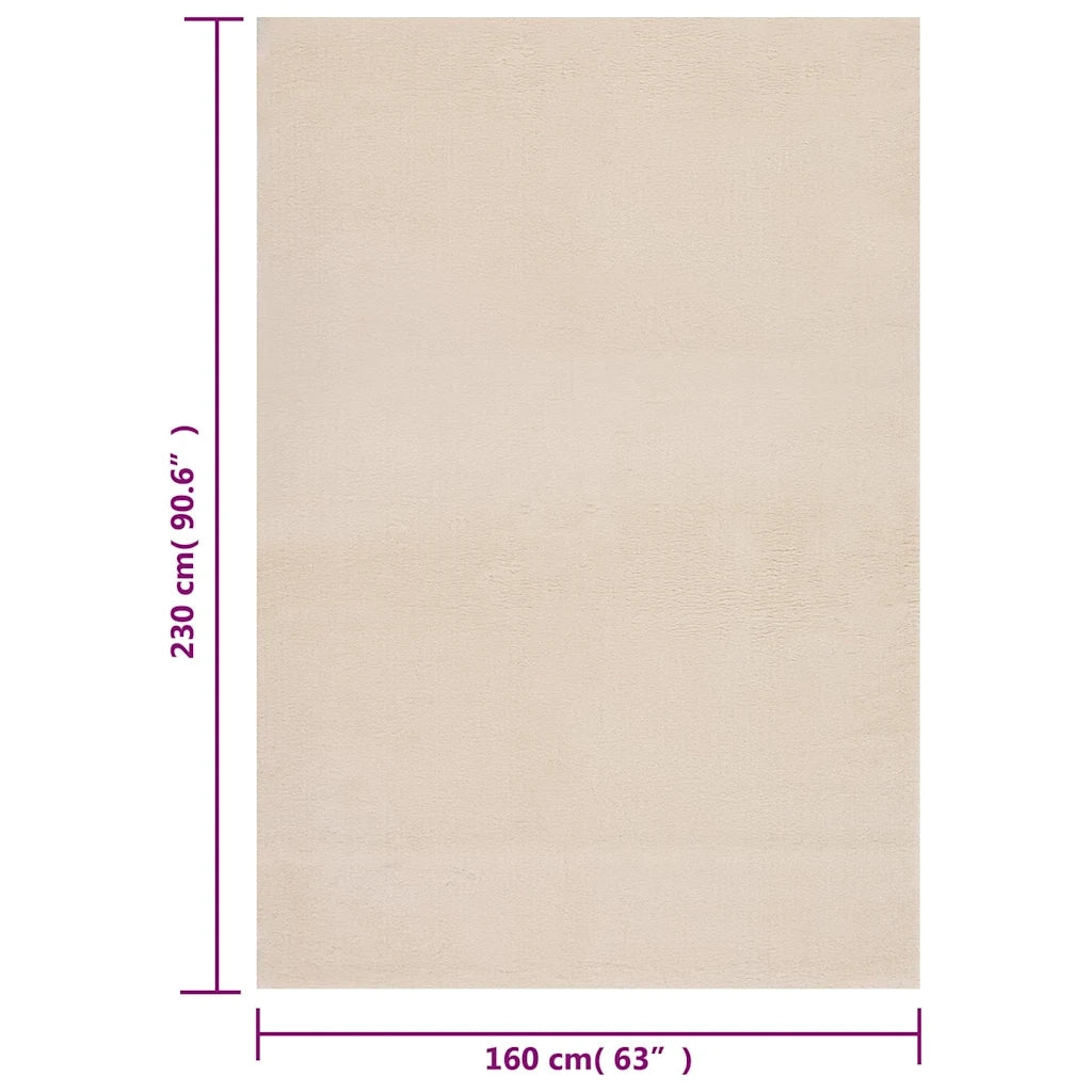 Tappeto Lavabile Soffice Pelo Corto 160x230cm Antiscivolo Beige 342202
