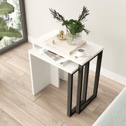 Set di 2 Tavolini Sovrapponibili Vesanto - Bianco [en.casa]