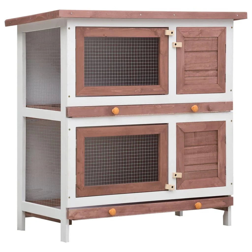 Conigliera da esterno con 4 porte 90 x 45 x 90 cm legno marrone 02_0000593